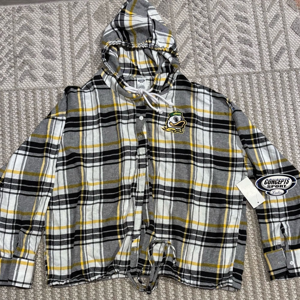 Women's Gray‎ Plaid Flannel Shirt Sz L
